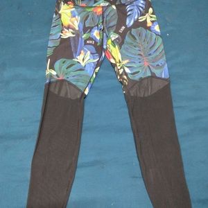 Small tropical pattern mesh nike dri-fit leggings